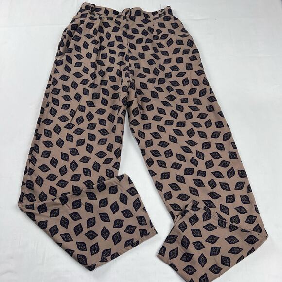 Talbots Vintage Paisley Print AOP Beige & Blue Pants BoHo Style Size 8 Petite - Picture 2 of 9